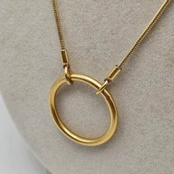 Madewell Gold Plated Brass Adjustable Ring Choker Necklace - Picture 4 of 8